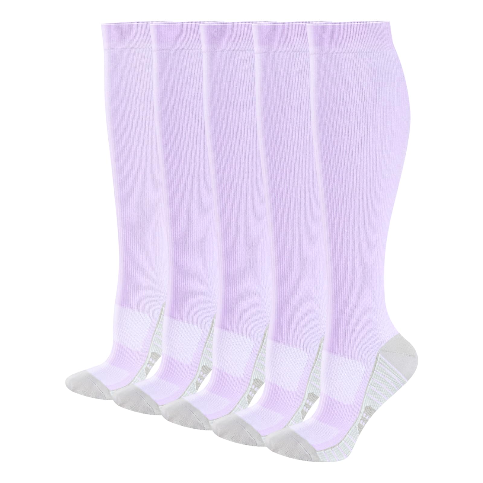 

YUEDGE Purple Compression Calf For Standing Work and Sizes Women s Socks, Support, Quick-Drying, Moisture-Wicking, Sports, 5-Pair Set, 23-26cm фиолетовый