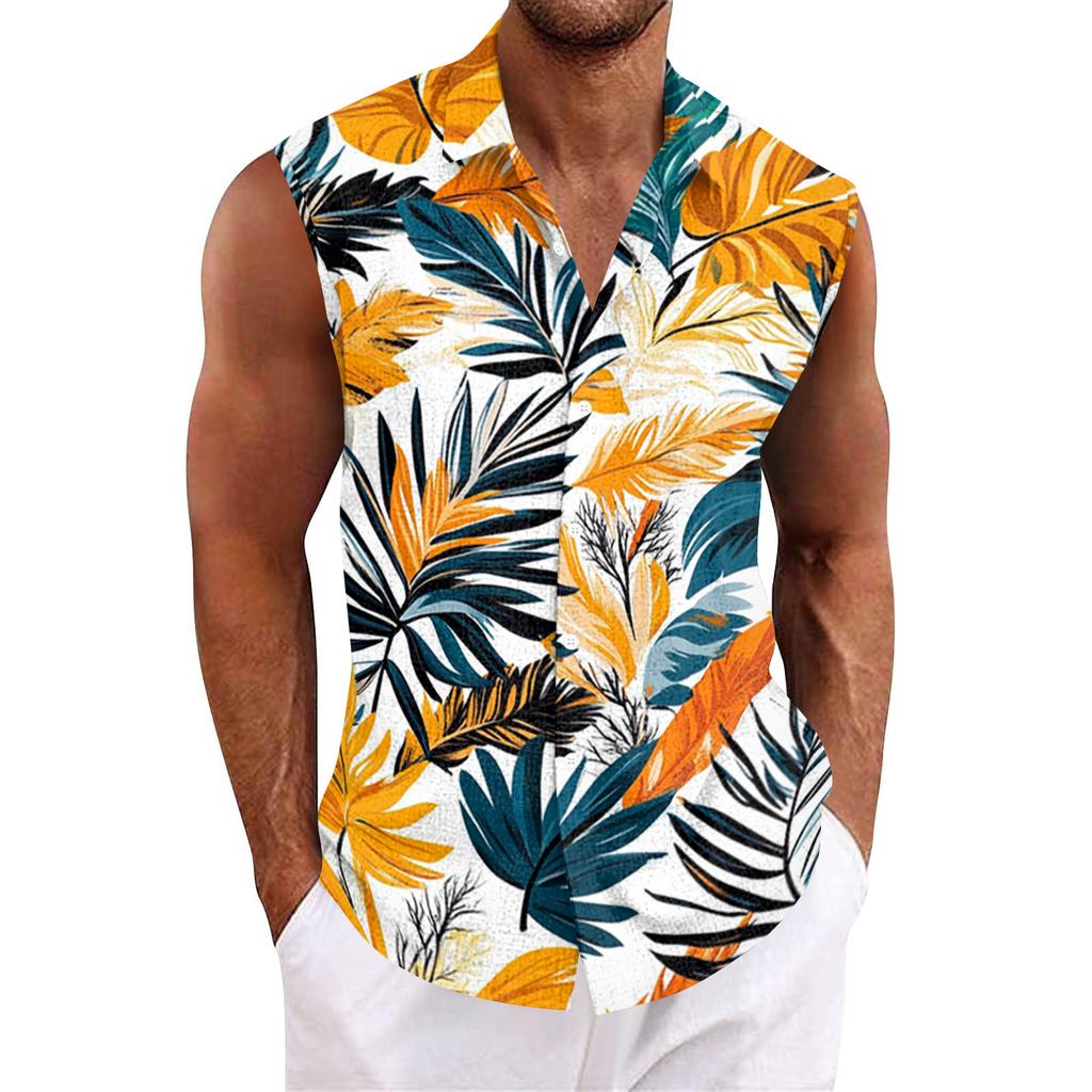 Men's Hawaiian Lapel Button-down Shirt T-shirt Top