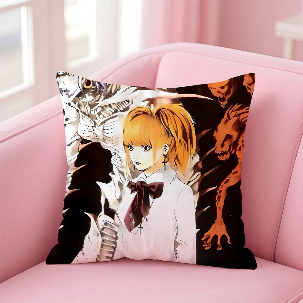 Anime D-DeathNote M-Misa Amane Kissenbezug Milbenabweisender Kissenbezug Unsichtbarer Reißverschluss Seidig kurzer Plüsch Sofakissenbezug