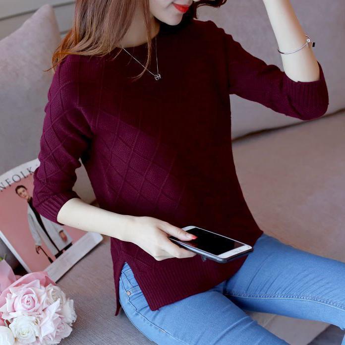 Autumn/Winter Knitted Turtleneck Pullover Sweater with Textured Pattern