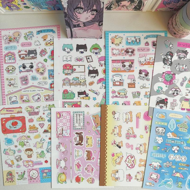 1/9szt. Koreański Styl Ins Kreskówkowe Zwierzę Kawaii Słodki Dzienny Notatnik Naklejki do Konta Ręcznego Scrapbook DIY Naklejki Dekoracyjne