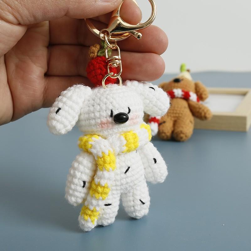 Funny Puppy Series Crochet Keychain Handmaking Knitted Puppy Keyrings Cute Small Dog Doll Crochet Keyrings Custom Accessories
