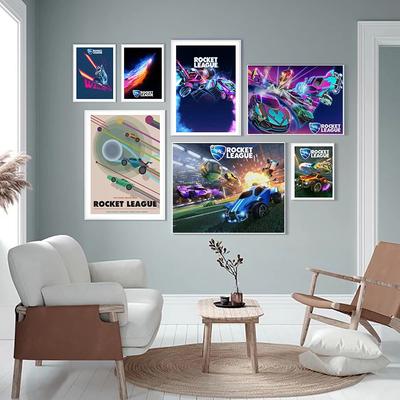 Rocket League-Spielposter, Raumdekoration, Videospiel, Neonauto, Drucke, Wandkunst, modernes Jungenzimmer, Wohnzimmer, Heimdekoration, Leinwandgemälde