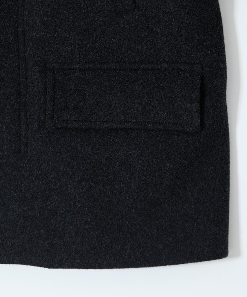 HORLISUN Longgrove Wool Hood Half Coat Melange Black