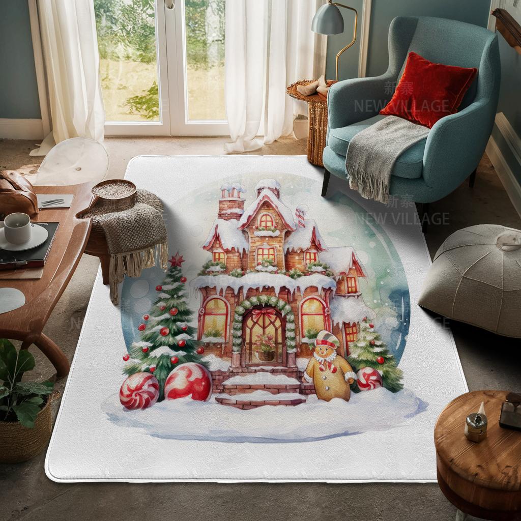 House Entrance Carpet Home Door Mat Living Room Bath Foot Bathroom Non-slip Water Absorption Rugs Bath Merry Christmas Winter