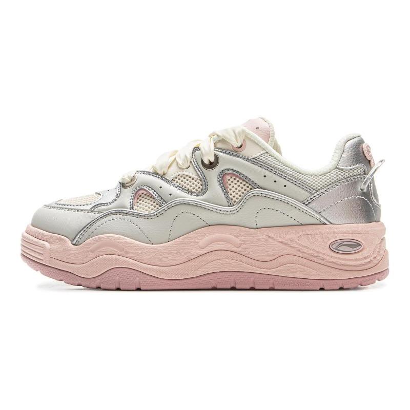 Li-Ning Phalaenopsis Womens Low Top Skate Shoes Beige Grey AGCV230-2 39