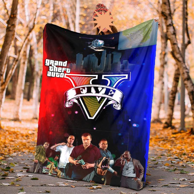 Gta Flannel Blanket Soft Warm All-Season Throw, Design for Camping, Car Travel, Hiking Sofa, Bed, Office Perfect Gift for Parties
