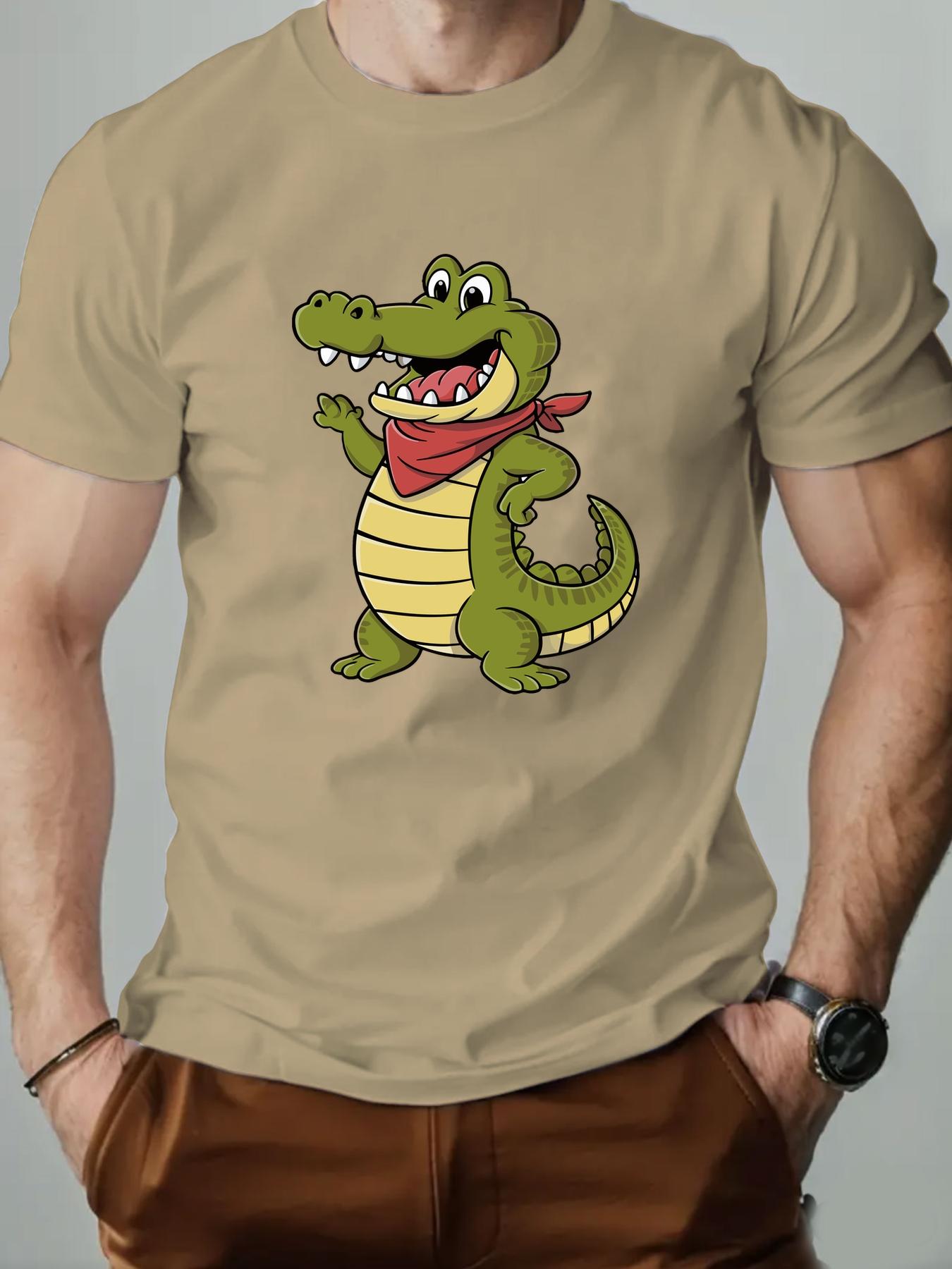 Men s Crocodile Pattern Summer Casual Short-Sleeve T-Shirt L