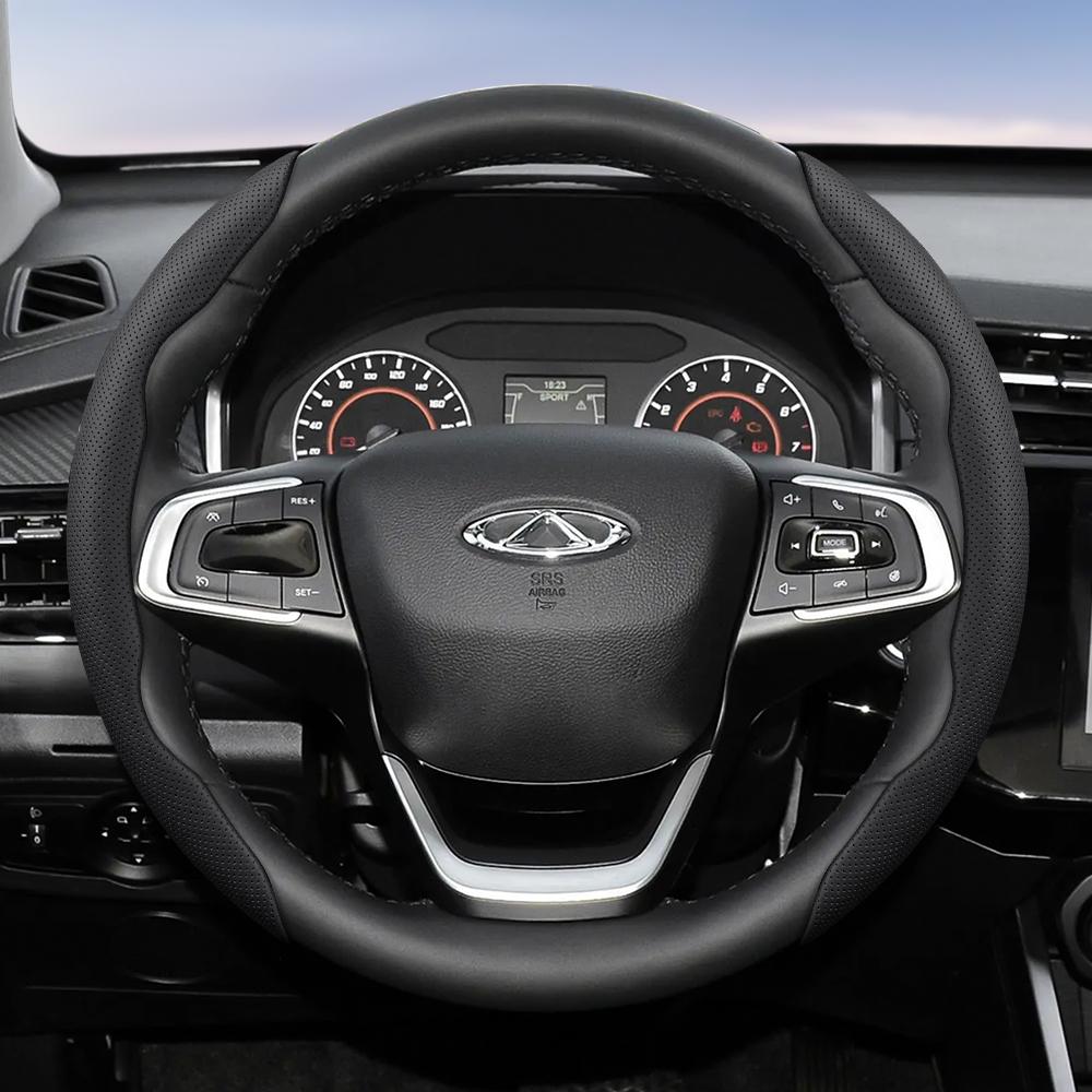 Suitable for Chery Breathable Holes Leather Steering Wheel Cover Segmented Quick Release Design Non-Slip Durable Tiggo2 4 7 8 9 Tiggo 8Pro 2Pro 7Proma