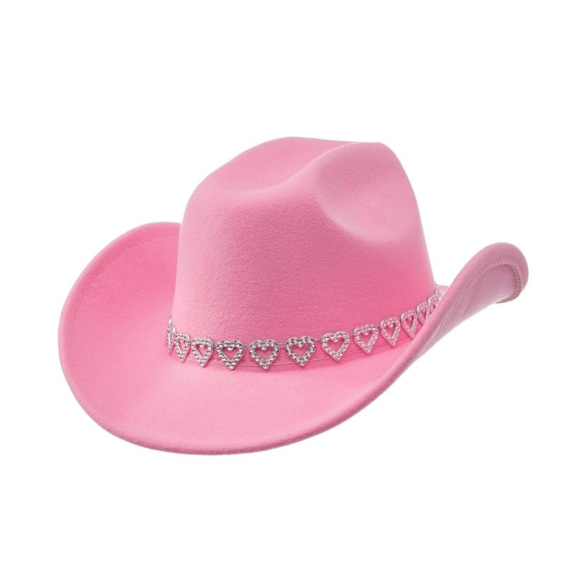 Rhinestone Necklace Decorated Cowgirl Hats for Women Girls Western Style Photo Props Jazz Hats Party Dress Caps Panama Hats