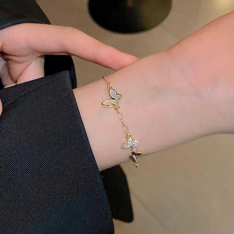 

Fritillary zircon butterfly bracelet fashion niche design bracelet French versatile high-end jewelry