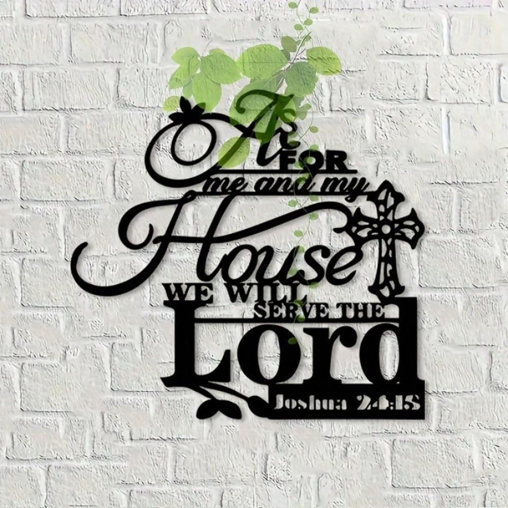 Joshua Bible Scripture Metal Wall Art Christian Cross Home Decor Gift