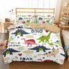 Capa de edredom fofa de dinossauro infantil, conjunto de cama de animal com desenho animado 3D, capa de edredom de microfibra completa/queen para meninos e meninas, decoração de quarto infantil