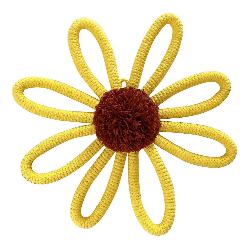 Bohemian Sunflower Wall Art Hanging Ornament for Baby Girls Bedroom Decorations Handmade Woven Flower Pendant Decor
