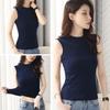 Damen Ärmelloses Baumwoll-Camisole mit hohem Kragen - Slim Fit Sommer 2022 Trend