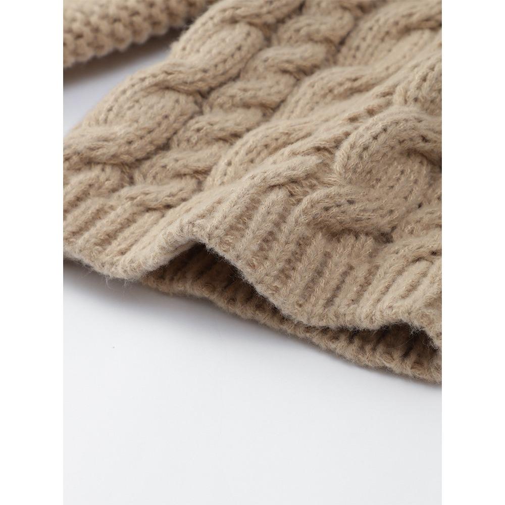 Crew Neck Wide Sleeve Sweater Loose Lazy Versatile Solid Color Fashion Temperament Versatile Knitted Top Women