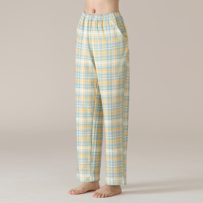 Damen High Waist Graue Baumwoll-Pyjamahose - Übergröße, Leichtgewicht, Gerades Bein, Vielseitig für Zuhause oder Outdoor