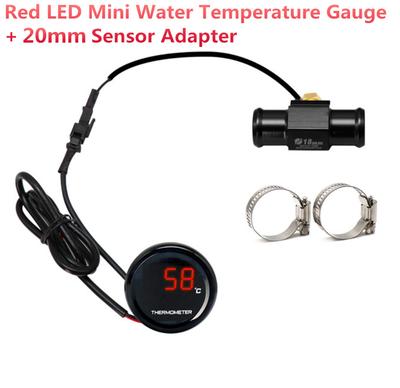 Uniwersalny Motocyklowy Termometr Instrumenty Temperatura Wody Temperatura LED Cyfrowy Wyświetlacz Wskaźnik Miernik Z Adapterem Czujnika Temperatury 20mm