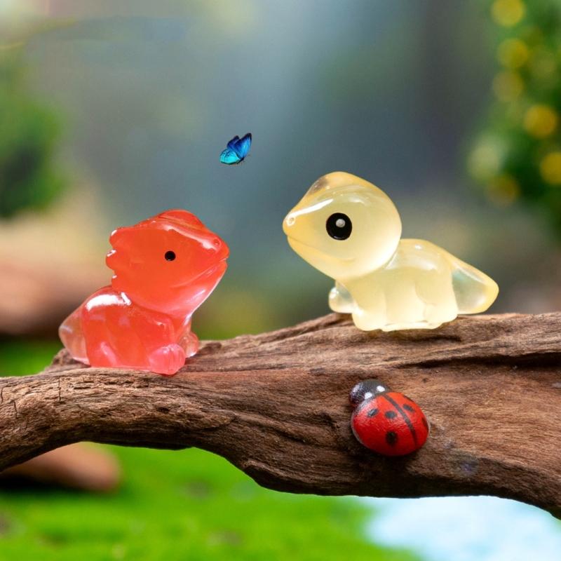 4Pcs Glowing In Dark Reptile Figurines Decoration Handmade Resins Craft For Bedroom Shelf Desk DIY Collection Ornaments