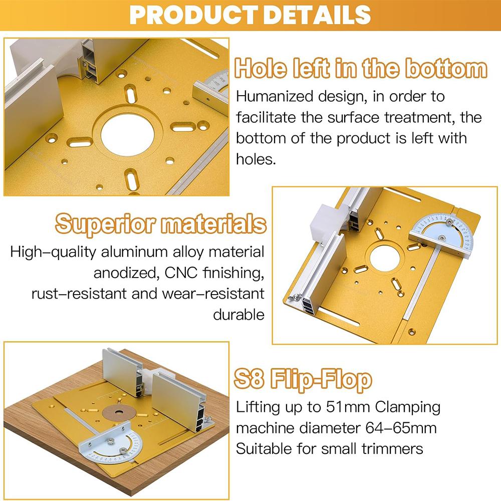 Woodworking Router Lift Tools Kit Aluminum Alloy Table