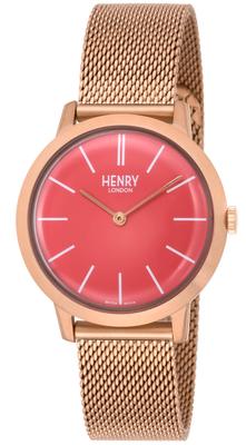 Uhr ICONIC Rosa Zifferblatt Edelstahl Mineralglas Quarz 34MM London Uhr Schwarz [Henry London] HL34-M-0272 Damen [Artikel]