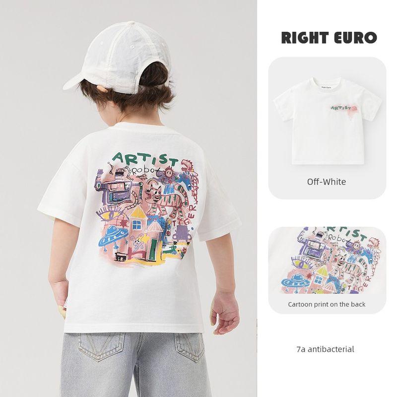 Boys' Cool Cotton Short-Sleeved T-Shirt Summer Half-Sleeved 2026 New Children's Clothing Baby Summer Thin Top