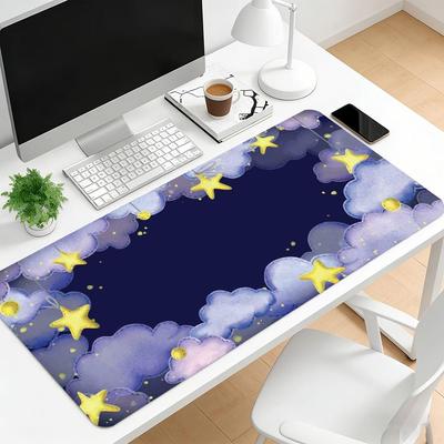 Magical Night Sky Moon Star Cloud Gaming Mouse Pad AntiSlip Rubber Desk Mat Stitched Edges For Pc Laptop Home Office Desktop
