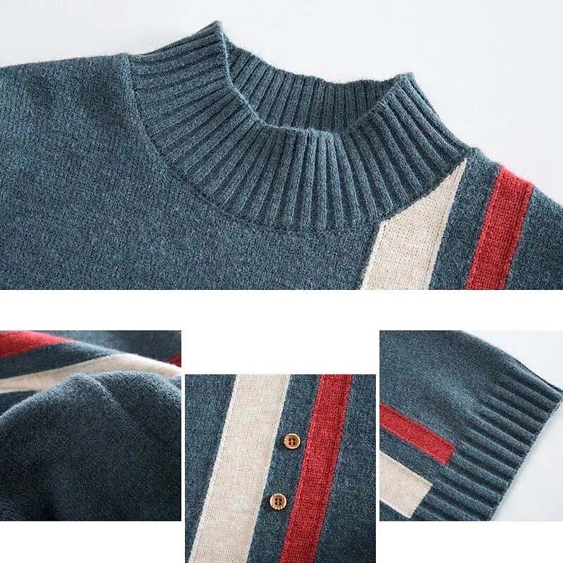 Women's Knitted Sweater Pullover 2023 New Autumn Winter Korean Color Matching Mid Length Knit Bottoming Shirt Female Tops Jumper