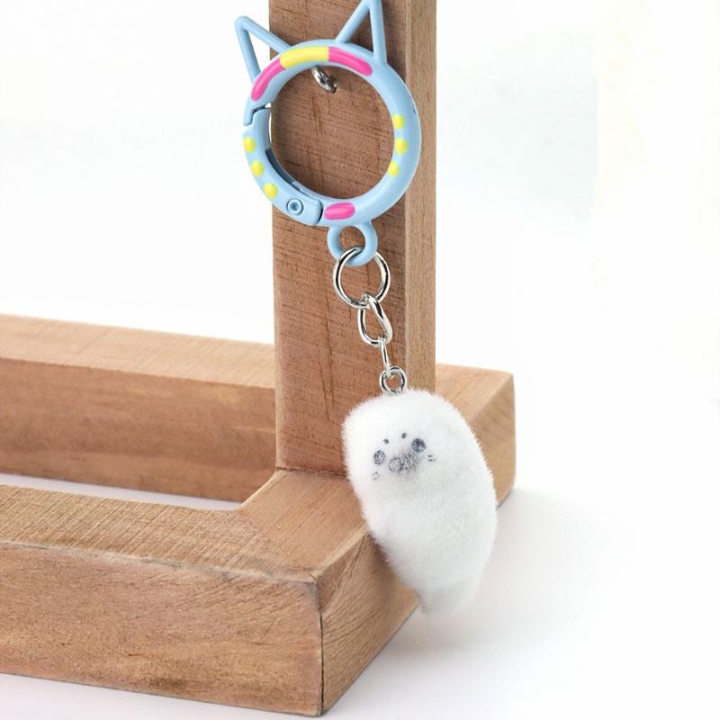 

1Pcs Animal Plush Dolls Pendant Cute Flocking Resin Seal Love Keychain For Bag Mobile Phone Charms Home Decoration Crafts