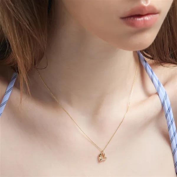 14K Cora Heart Cubic Necklace