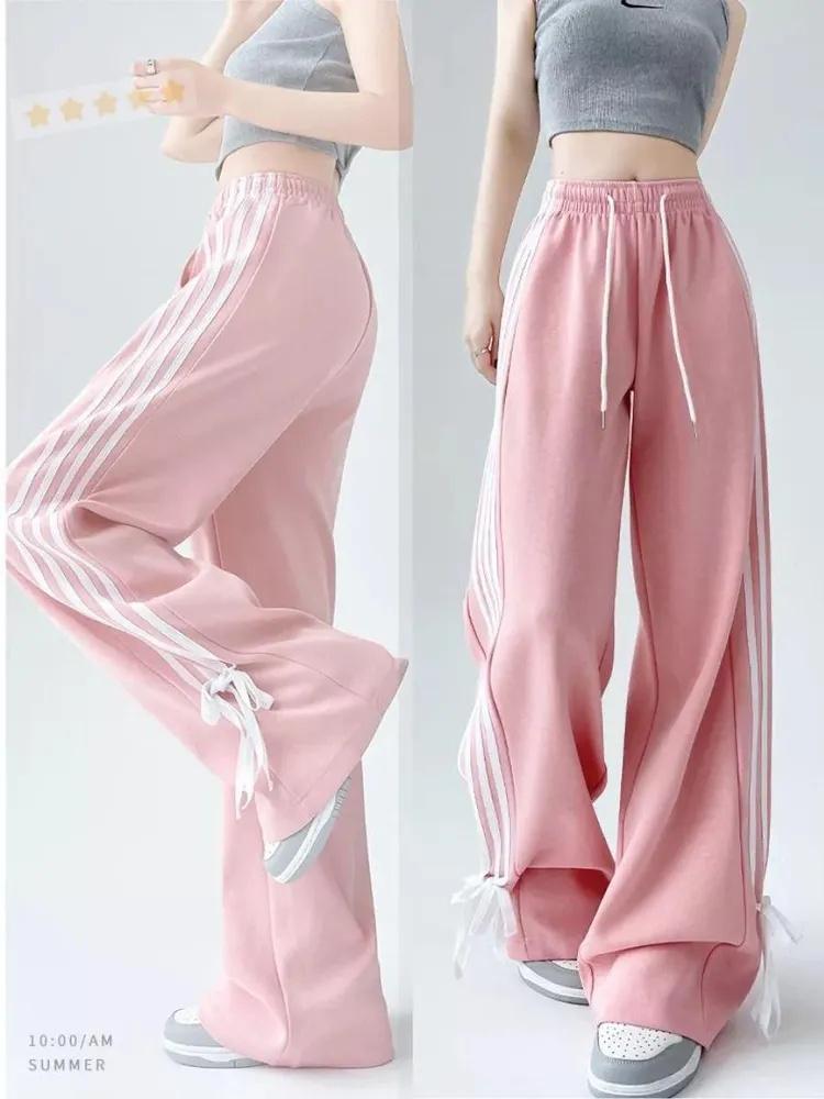 Bow Sweet Cool Sweatpants Women's Casual Straight Wide Leg Pants Sports Pants