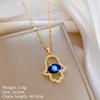 Heart Evil Blue Eye Necklace for Women Turkish Gold Color Pendant With Crystal Woman's Collars 45cm Long Stainless Steel Chains