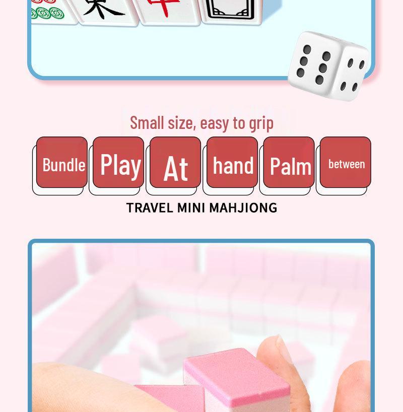 Compact Mini Mahjong Tiles - Hand-Rubbed Mahjong Set for Outdoor Camping, Dormitory, or Party Interactive Board Game.