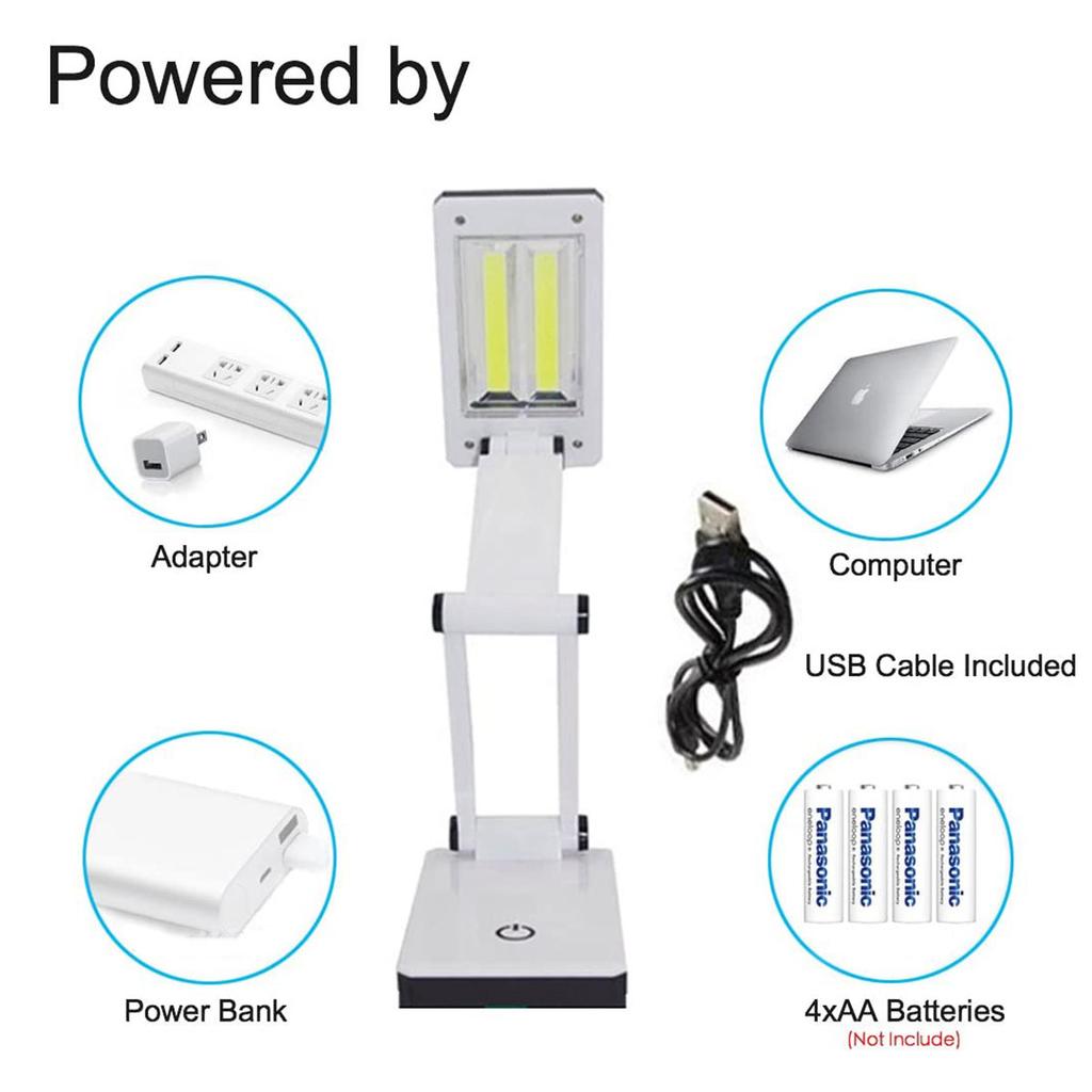 Foldable Desk Lamp Portable Compact Reading Lamp Usb/ Battery Powered Desk Light Touch Switch Control Dimming Eye Care Book Lamp
