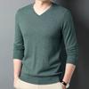 Mens V Neck Long Sleeve Solid Color Thin Knit Sweater For Middle Aged Spring Autumn