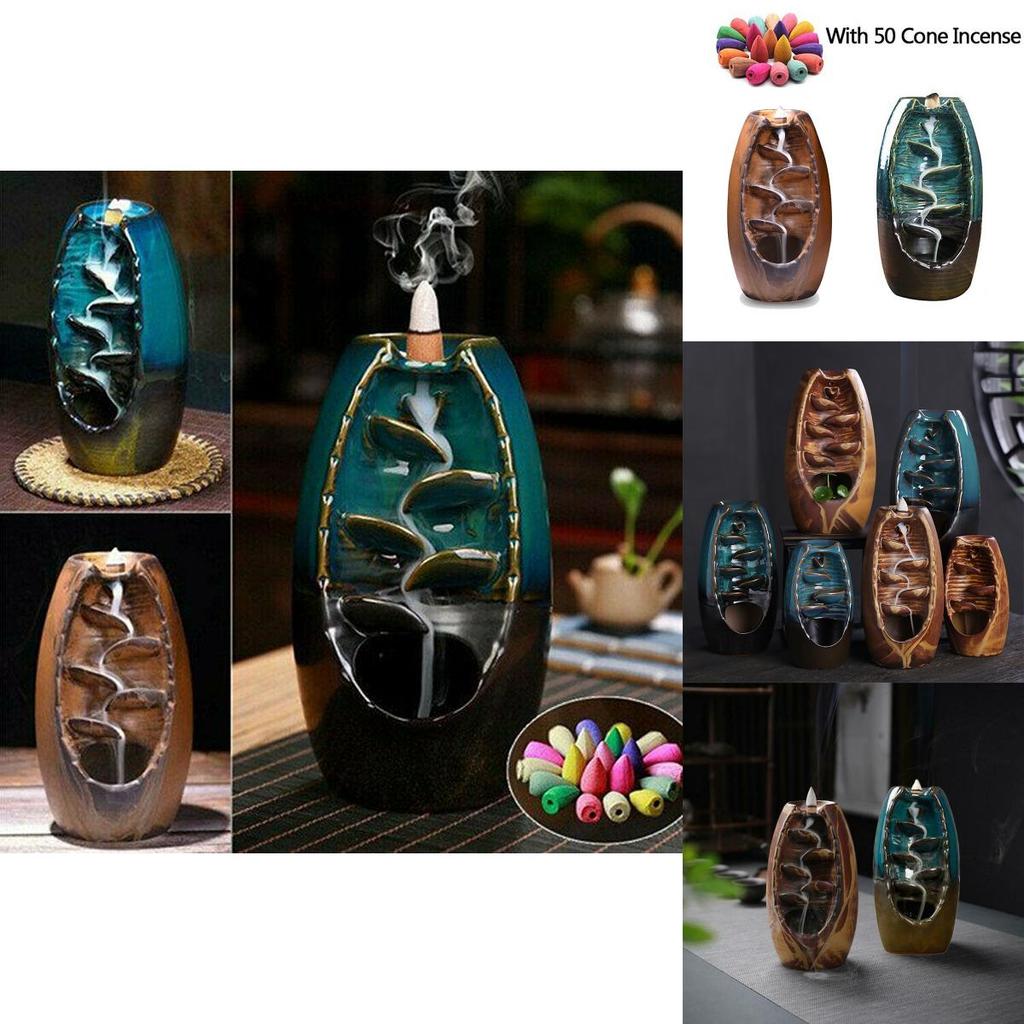 Exquisite Ceramic Backflow Waterfall Smoke Incense Burner For Serene Meditation Spaces