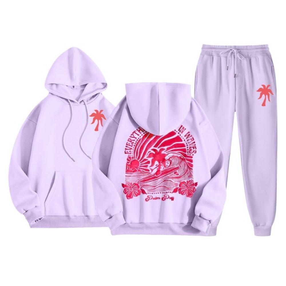 Autunno 2024 Set Felpe con Cappuccio da Donna Manica Lunga Felpe con Cappuccio+Pantaloni Sportivi Casual a Vita Alta con Coulisse Set 2 Pezzi Y2K