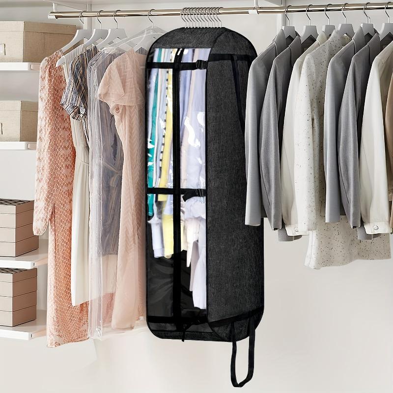 Heavy-Duty Oxford Hanging Garment Bag with Clear Window & Secure Buckle Straps - Half-Foldable Travel, Moving Closet Storage Bag