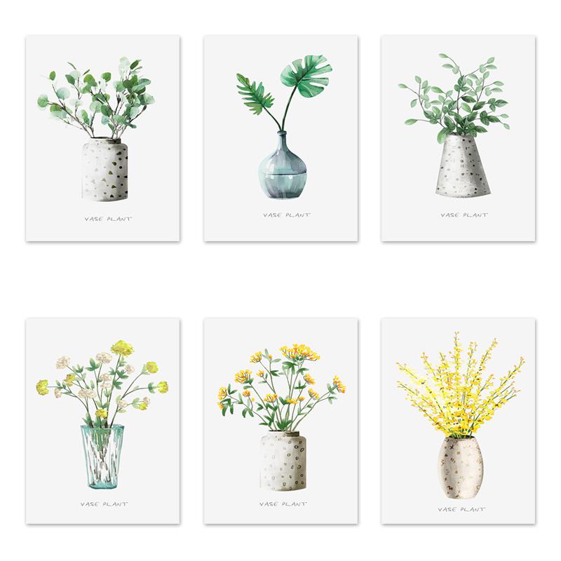 

Простой стиль Зеленые растения настенные художественные постеры тропические желтые цветы холст картины печать декоративные картины для декора гостиной 21x30cm No Framed