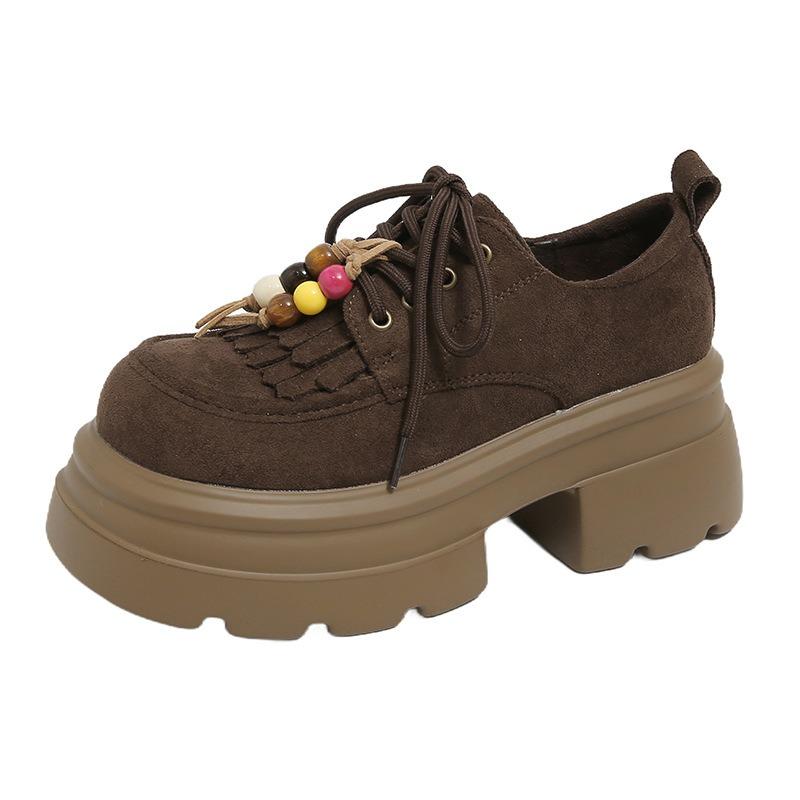 cm height increase small women's shoes genuine leather women's kangaroo shoes thick sole thick heel casual single shoes