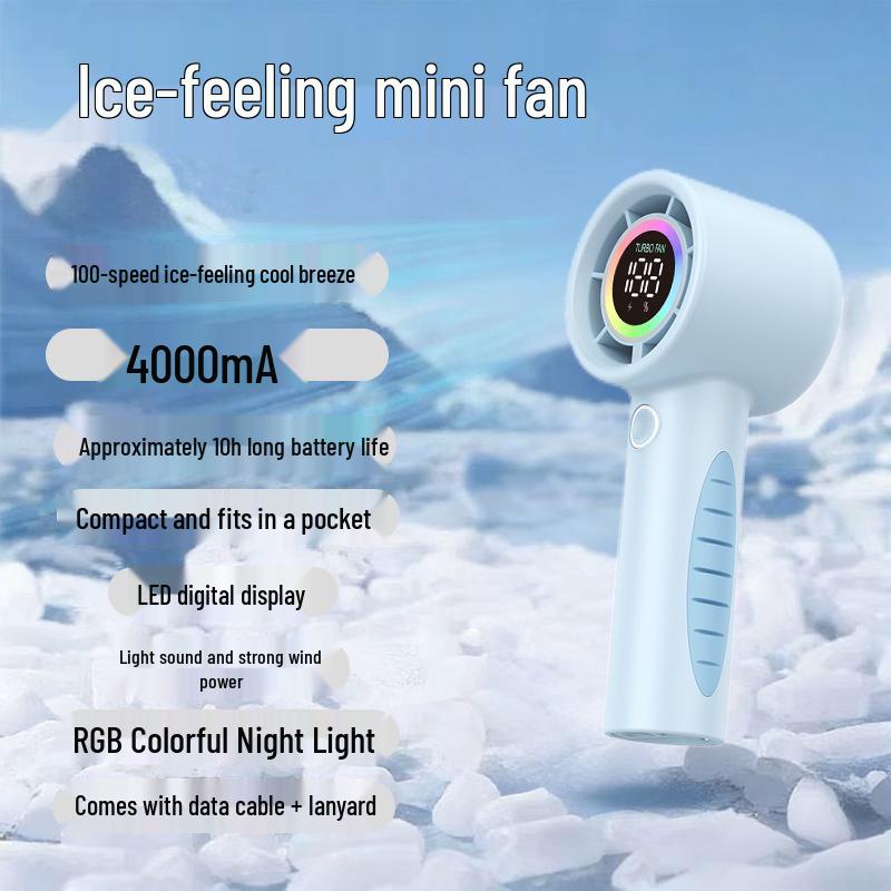 Turbo Ice Pack Handheld Portable Mini Folding Fan with High-Speed Semiconductor Cooling