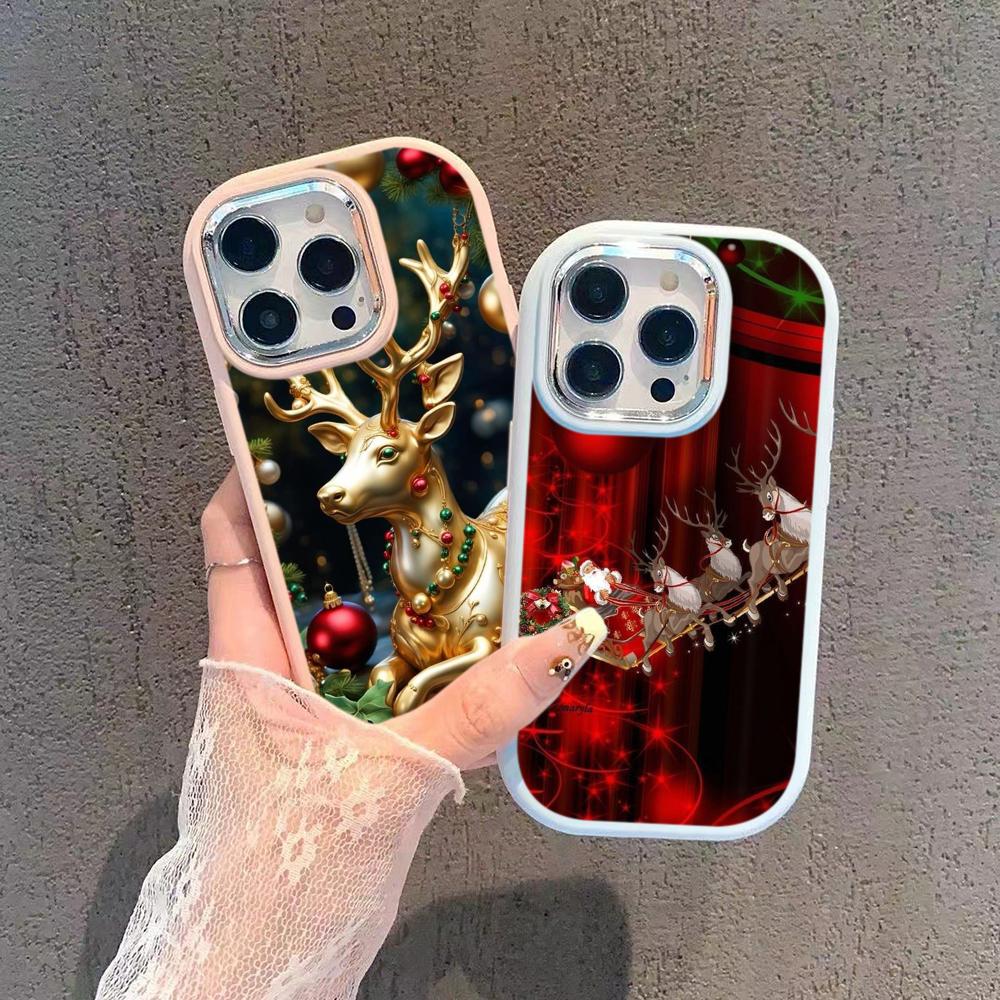 N105 рождественские и новогодние художественные мягкие чехлы для телефонов Samsung S24 — фото 3