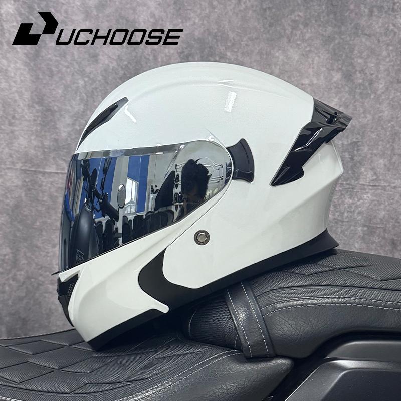 DOT Uchoose Approved Helmets Crash Motorbike Protective Gear Men Women Flip Up Helmet Motorcycle Visor Double Sun