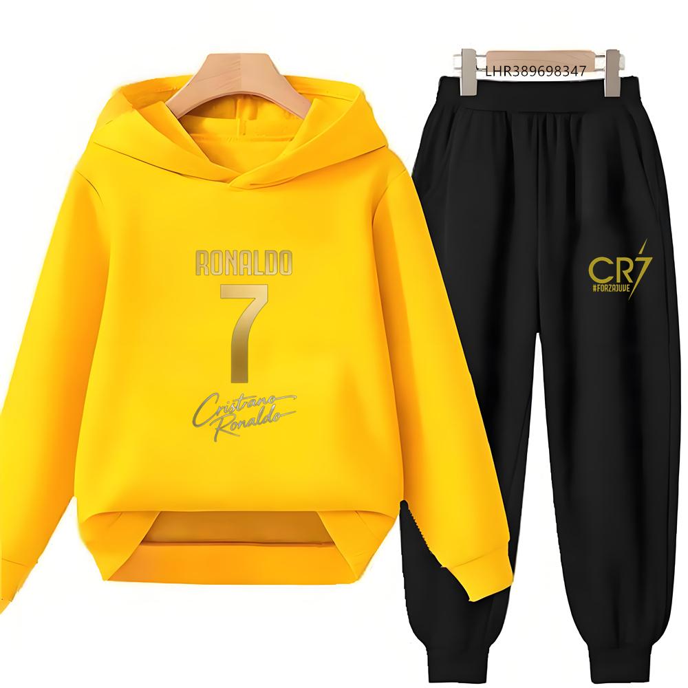 Autumn Football Star 3-12 Years Children Hoodie+Pants Suit Kid Sweatshirt 2Pcs Sets Boys Girls Trousers Toddler Tracksuits