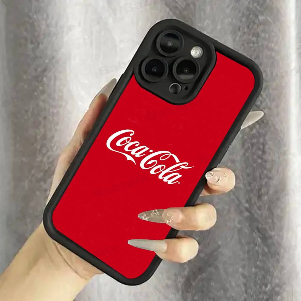 C-COCA Logo C-COLA Silicone Soft Phone Case For IPhone 17 16 14 13 12 11 15 Pro Max Plus Air Cover