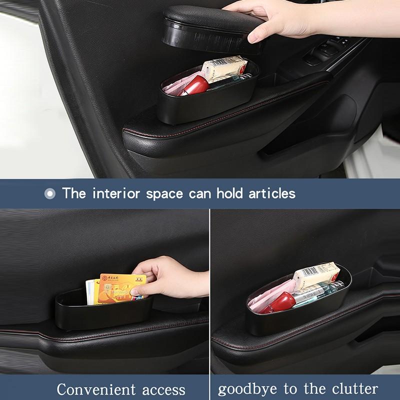 1 peça Apoio de braço ergonômico de couro para porta de carro com caixa de armazenamento