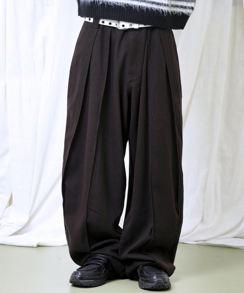 GLACK Gp150 Split Wide Slacks (Brown)