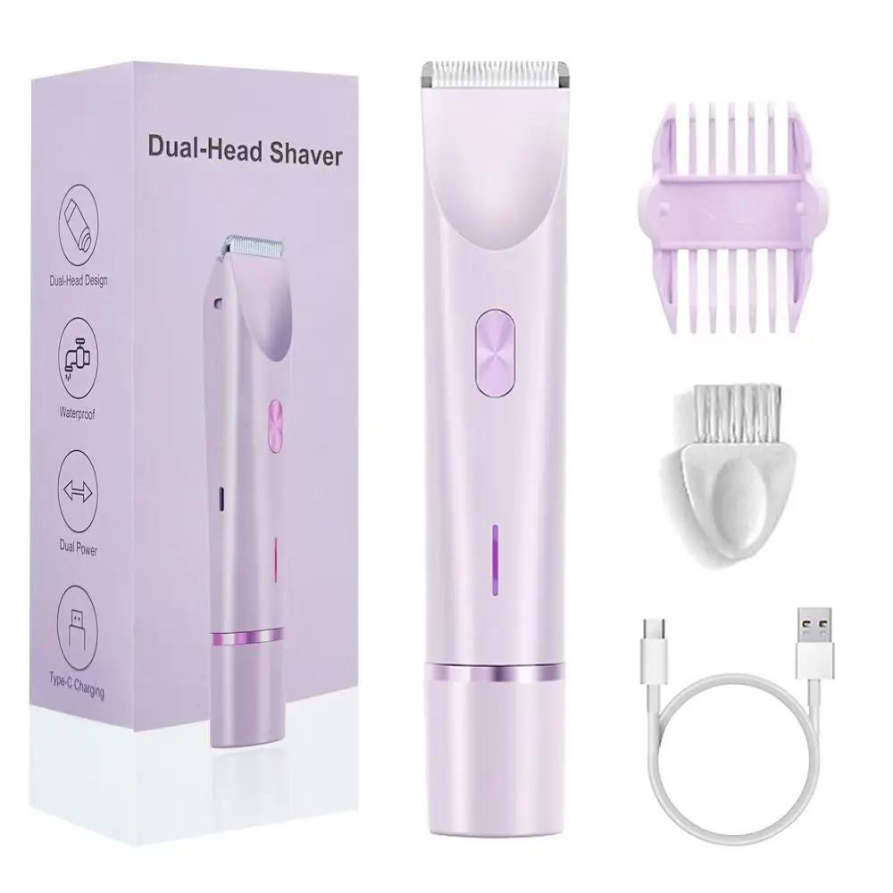 2025 Waterproof Rechargeable Electric Shaver Mini Women Bikini Trimmer Body Hair Remover Mini Double Headed Electric Epilator