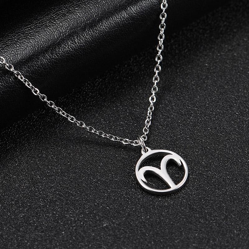 Teamer 12 Zodiac Stainless Steel Necklace Women Men Gemini Aries Libra Taurus Twelve Constellation Birthday Gifts Wholesale