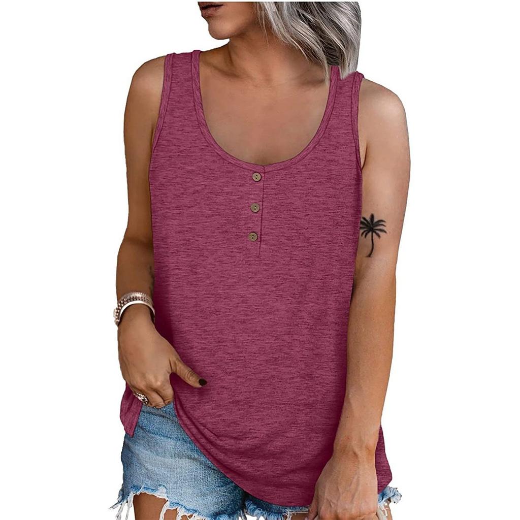 Women Summer 2022 Sleeveless Casual Solid Color O-Neck T-Shirt Tops Blouse